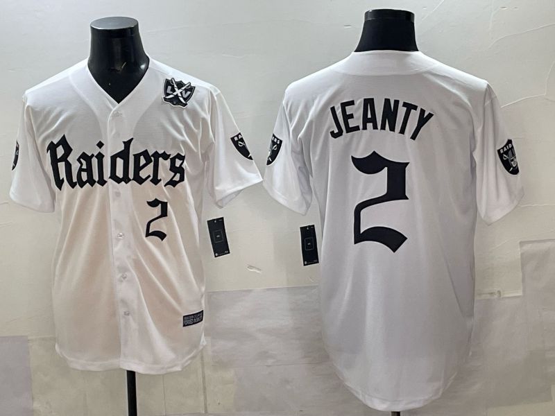 Men 2025 Oakland Raiders #2 Jeanty white 6th generation Joint Name Nike Limited NFL Jersey style 08